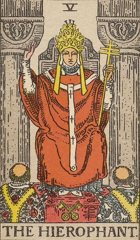 Lá The Hierophant (Giáo Hoàng) trong bộ Rider–Waite–Smith 1909