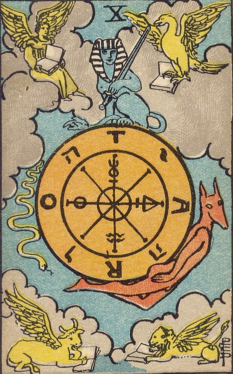 Lá Wheel of Fortune (Bánh Xe Số Phận) trong bộ Rider–Waite–Smith 1909