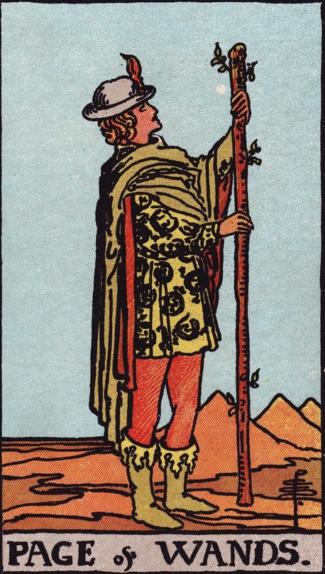 Lá Page of Wands (Thị Đồng Gậy) trong bộ Rider–Waite–Smith 1909