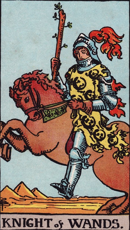 Lá Knight of Wands (Kỵ Sĩ Gậy) trong bộ Rider–Waite–Smith 1909