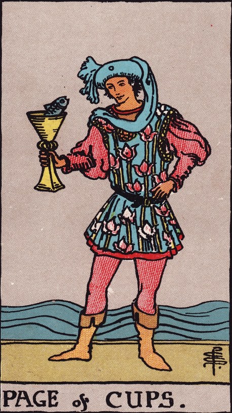 Lá Page of Cups (Thị Đồng Cốc) trong bộ Rider–Waite–Smith 1909