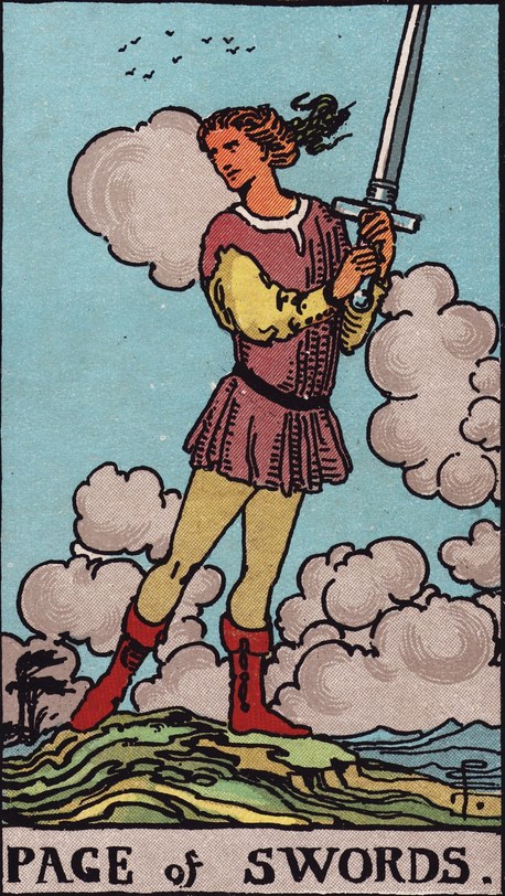Lá Page of Swords (Thị Đồng Kiếm) xuôi