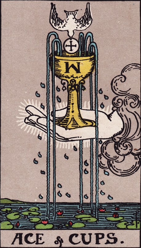 Lá Ace of Cups (Ách Cốc) trong bộ Rider–Waite–Smith 1909