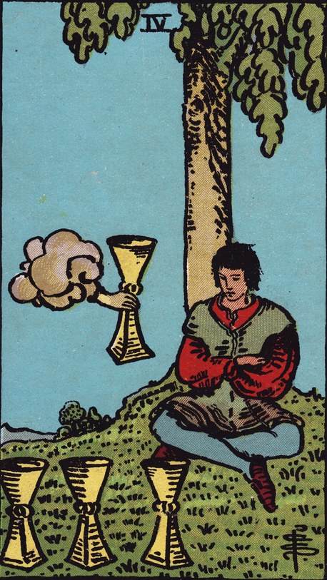 Lá Four of Cups (Bốn Cốc) trong bộ Rider–Waite–Smith 1909