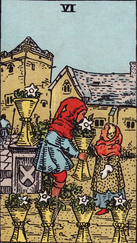 Lá Six of Cups (Sáu Cốc) trong bộ Rider–Waite–Smith 1909
