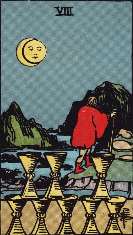 Lá Eight of Cups (Tám Cốc) trong bộ Rider–Waite–Smith 1909
