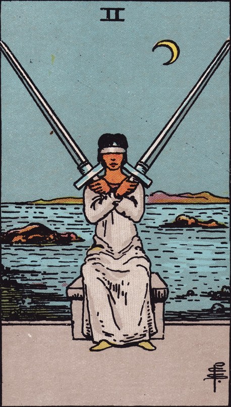 Lá Two of Swords (Hai Kiếm) trong bộ Rider–Waite–Smith 1909