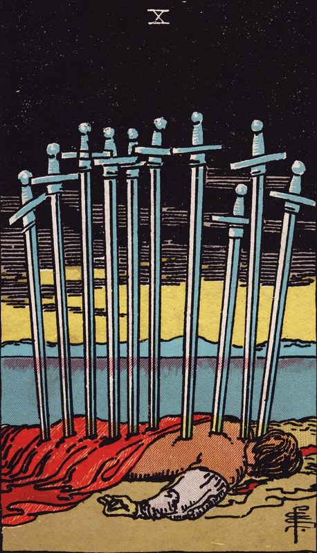 Lá Ten of Swords (Mười Kiếm) xuôi