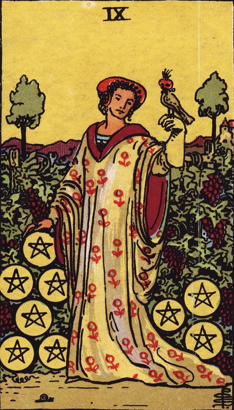 Lá Nine of Pentacles (Chín Tiền) ngược
